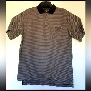 Peru Unlimited Mens Shirt Pullover Black White Stripes 100% Pima Cotton Sz L